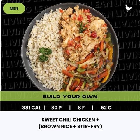 Sweet Chili Chicken + (brown rice + stir-fry)